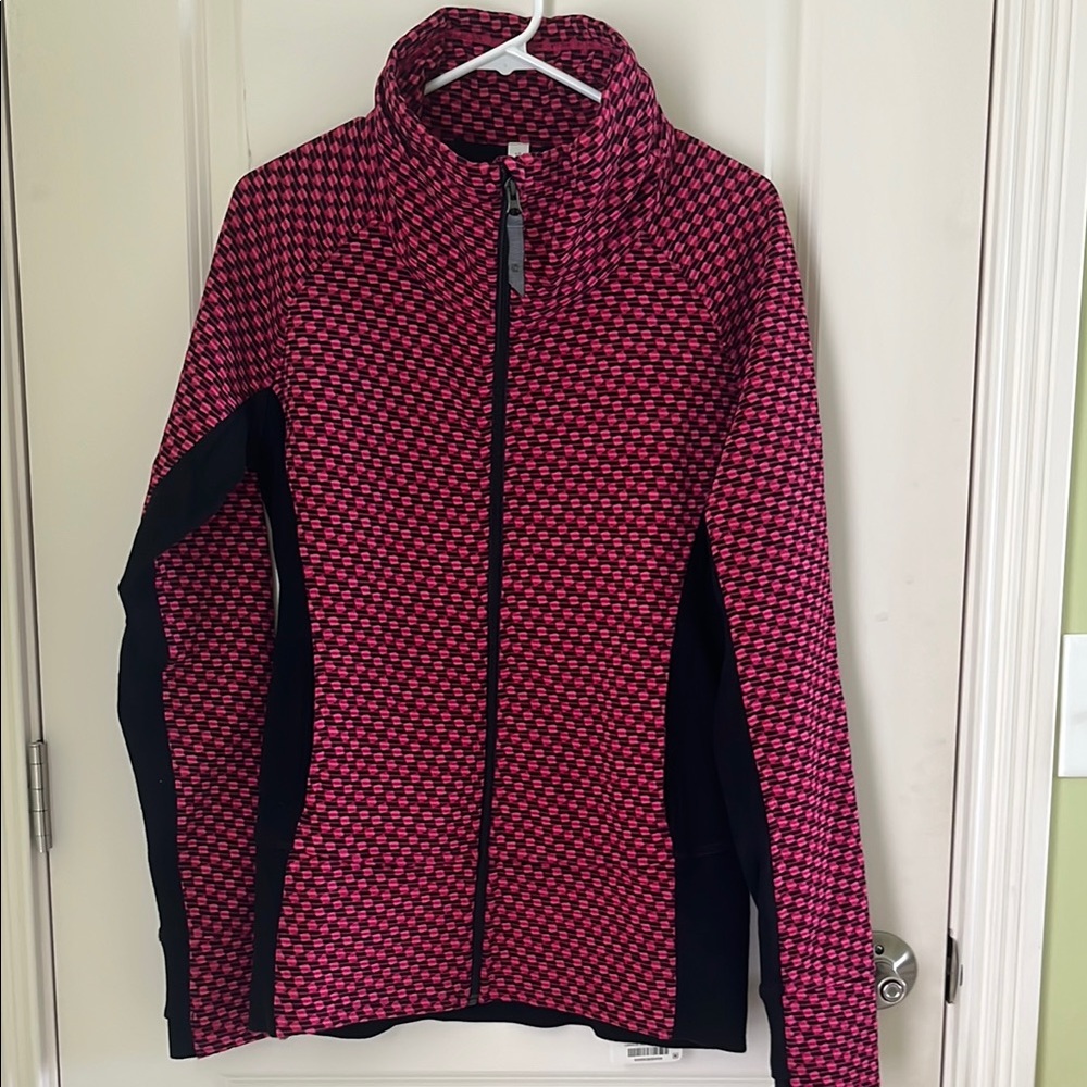 Lululemon Athletica Pink and Black Radiant Jacket High Collar